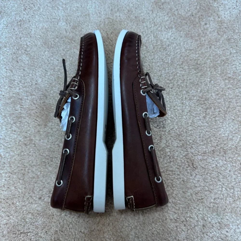 Quoddy Canoe Shoe Moc Boat Loafer Brown Leather Sz 10